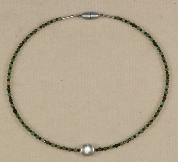 Collier grüner Opal, Magnetverschluss, Silber